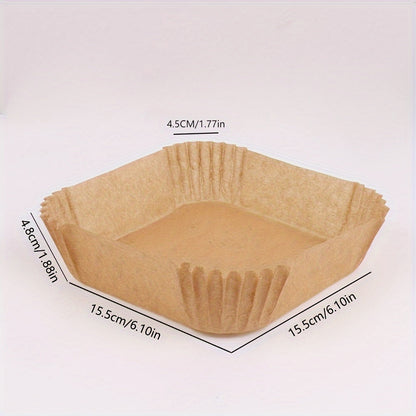 50PCS Non-Stick Air Fryer Liners - Square Paper for Baking, Roasting, and Microwave Cooking, Easy Cleanup, Healthier Cooking for Hotels and Commercial Use