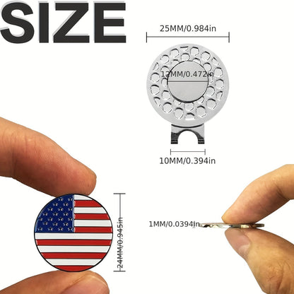 Flag Golf Ball Marker with Magnetic Hat Clip - Stainless Steel Golf Position Marker