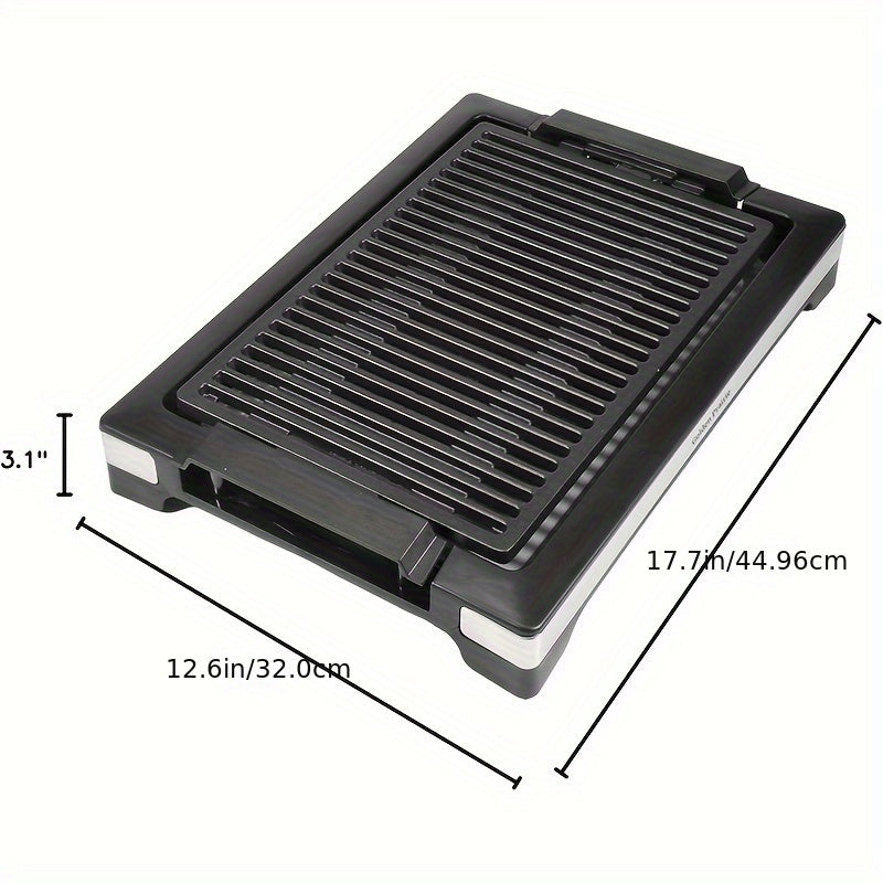 1600W Electric Teppanyaki Grill - Fast Heat Up, Non-Stick, 5-Level Temperature Control | Dishwasher Safe, Cool-Touch Handles, Tabletop Grill for Indoor/Outdoor Use, Easy Cleaning, Space-Saving Design