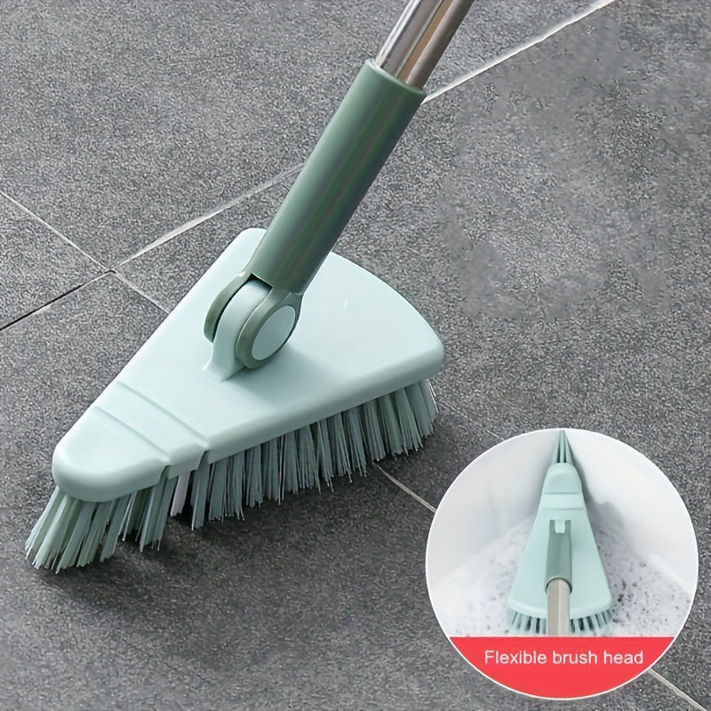 Triangle Floor Brush – Long Handled Hard Bristled Brush for Wall Corners, Ceramic Tiles, and Bathroom Cleaning