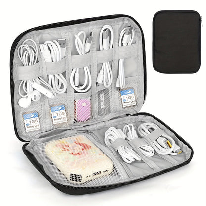 Compact Multi-Pocket Cable Organizer Bag - Store and Protect Chargers, Cables, and Accessories - Ideal for Travel, Work, and Daily Use