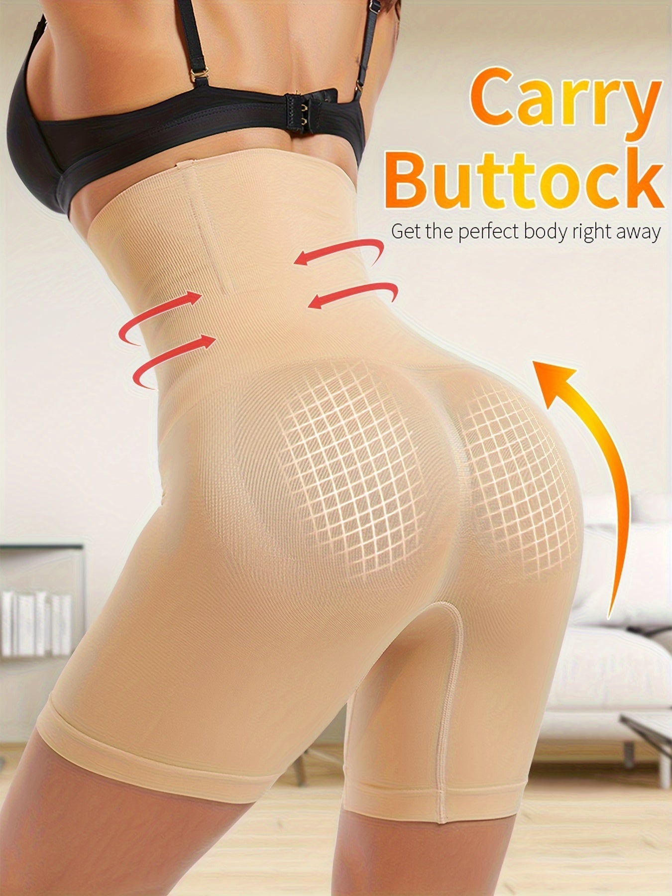 Solid Seamless High Waist Shaping Shorts – Tummy Control Compression Shorts to Lift and Shape Buttocks – Women’s Underwear and Shapewear