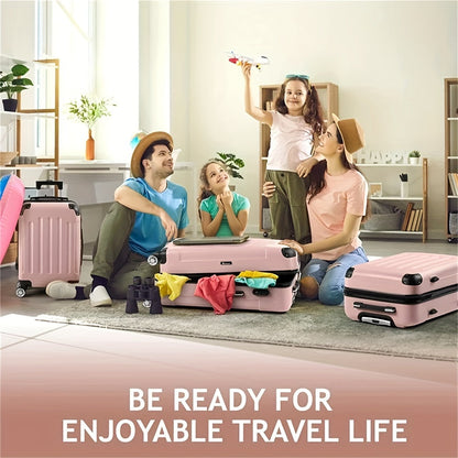 3-Piece Striped ABS Luggage Set: Lightweight Carry-On Trolley Cases with Lock and Universal Wheels, 20/24/28 Inch