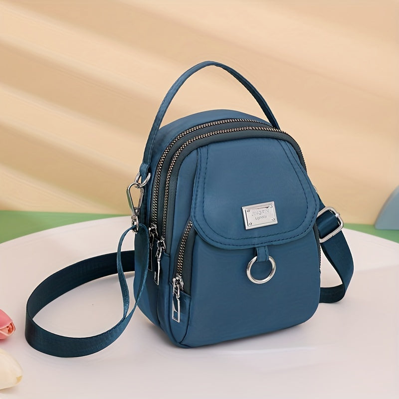 Solid Color Zipper Crossbody Bag – All-Match Coin Purse – Women's Shoulder Bag for Shopping