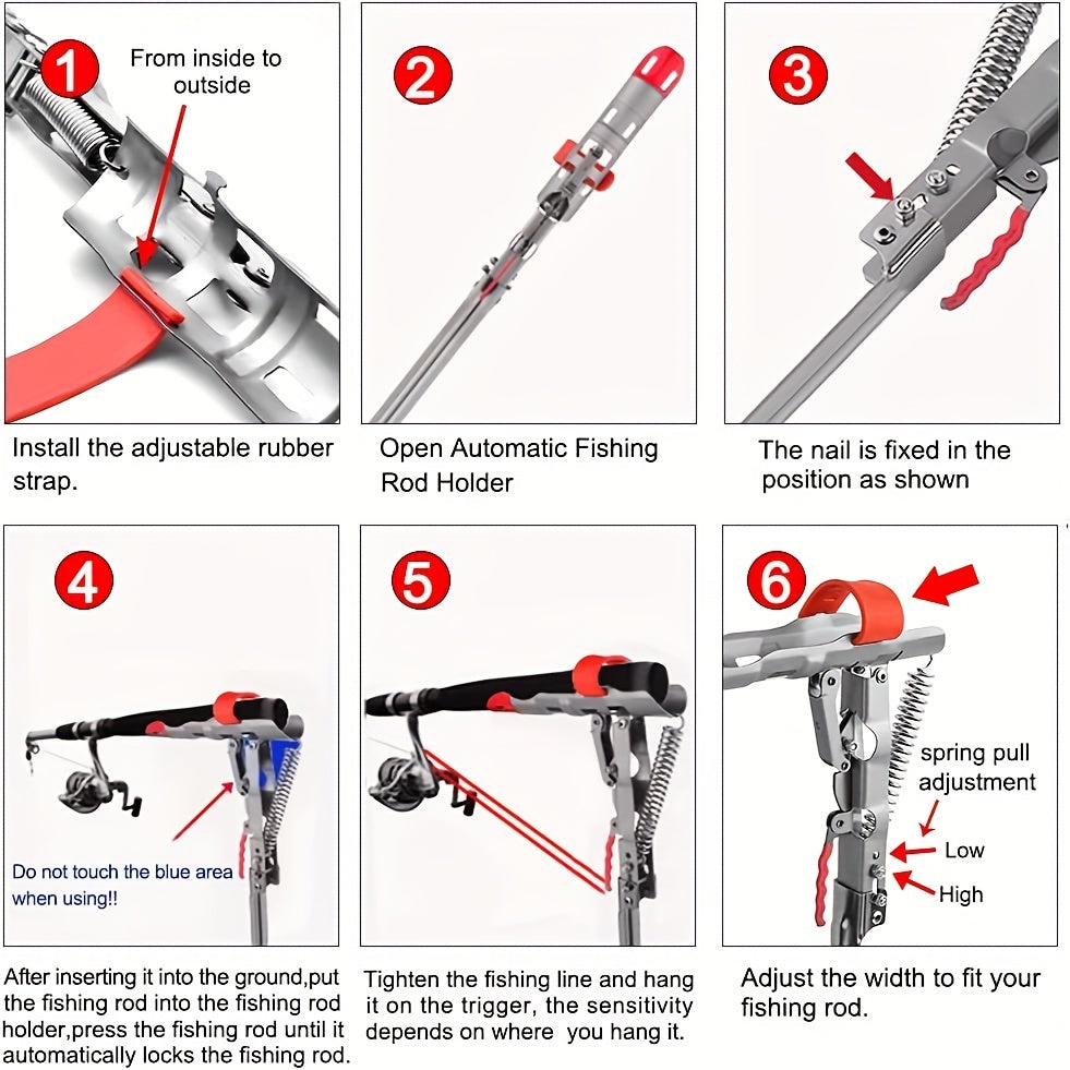 Premium Spring-Loaded Fishing Rod Holder - Adjustable Sensitivity, Folding Pole Rack, Stainless Steel, Corrosion-Resistant, Easy Install and Space-Saving