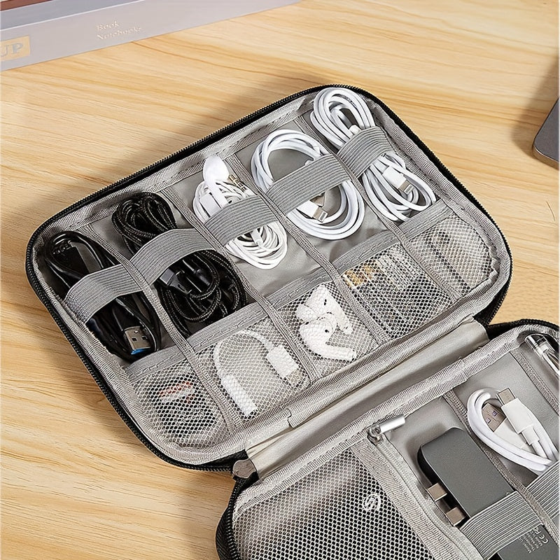 Compact Multi-Pocket Cable Organizer Bag - Store and Protect Chargers, Cables, and Accessories - Ideal for Travel, Work, and Daily Use