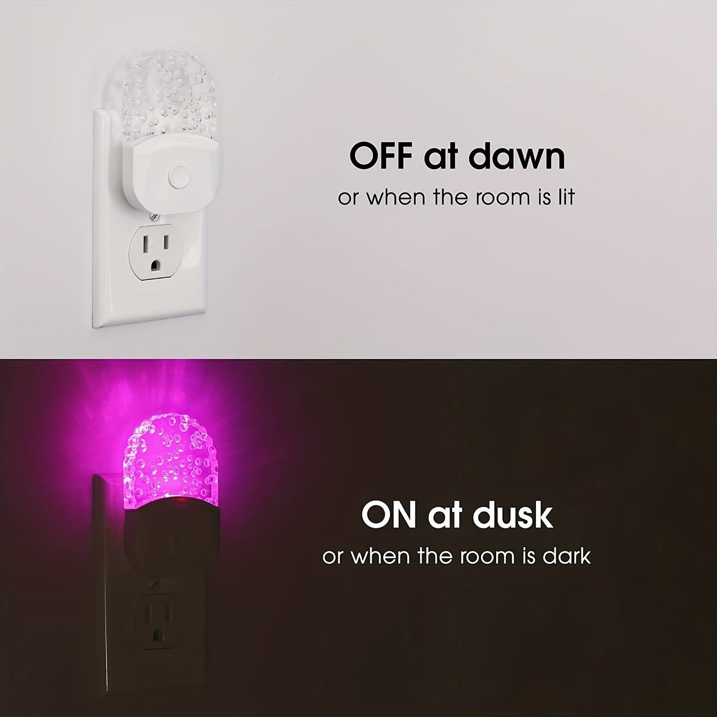 2pcs LED Night Light Plug - 8-Color Changing RGB, Dusk to Dawn Sensor, RGB Mode - Ideal Christmas Gift