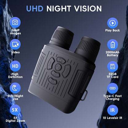 32GB Infrared Night Vision Binoculars Goggles - Capture Photos and Videos in Complete Darkness - Ideal for Camping, Hunting, Security, and Outdoor Adventures