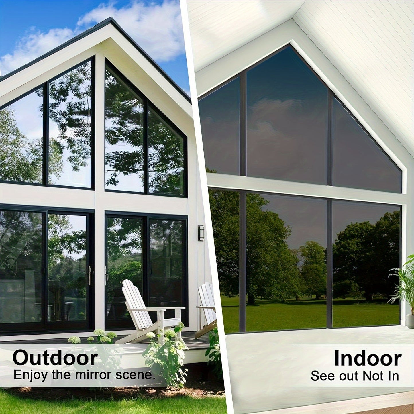 Classic One Way Privacy Window Film - 3mil PVC, Peel and Stick Sun Blocking Reflective Mirror Film with Anti-UV - Daytime Privacy for Home and Office