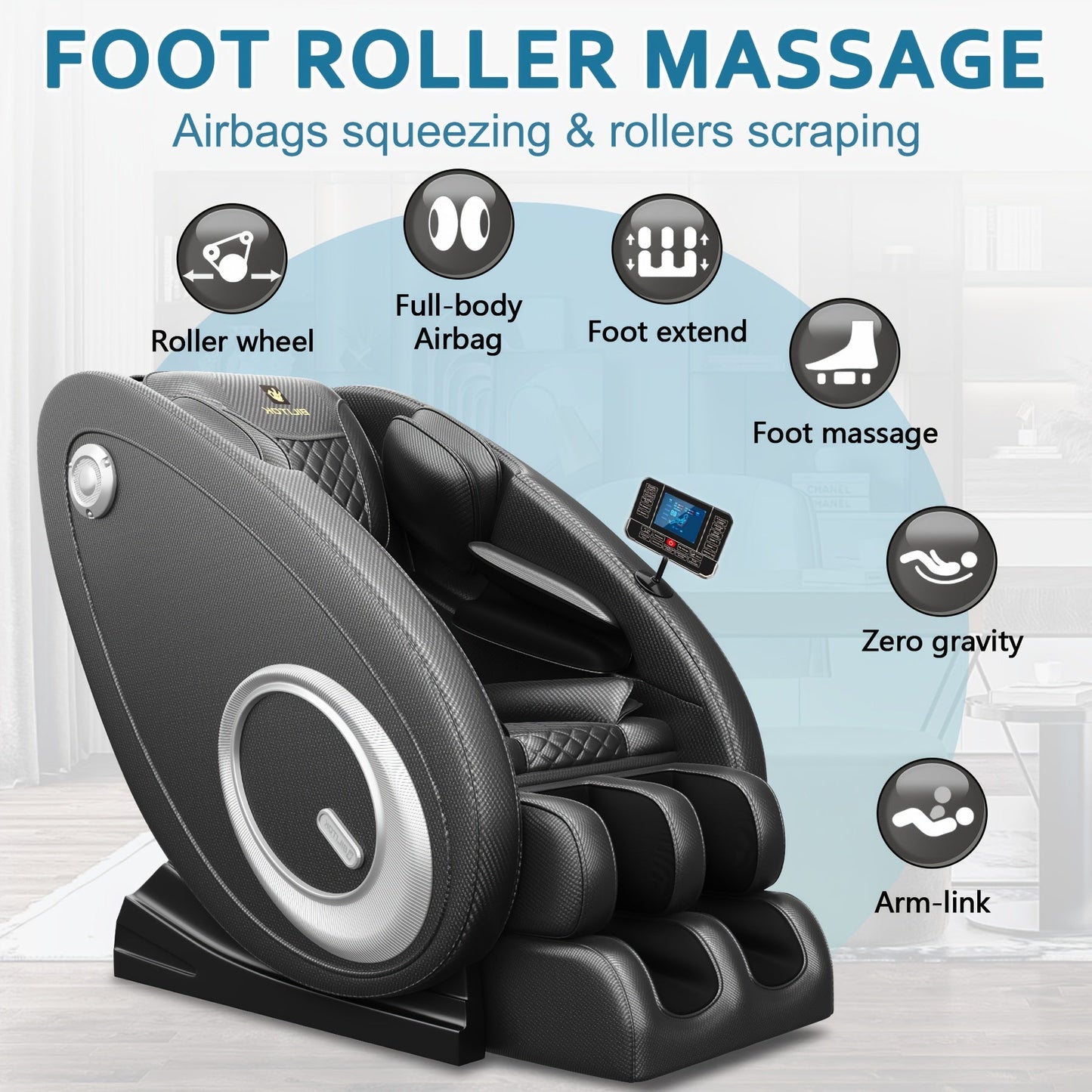 2024 Luxury Full Body Zero Gravity Shiatsu Massage Chair – 8 Automatic Modes, Soothing Heater, Rejuvenating Foot Massage, Ergonomic Design for Ultimate Relaxation