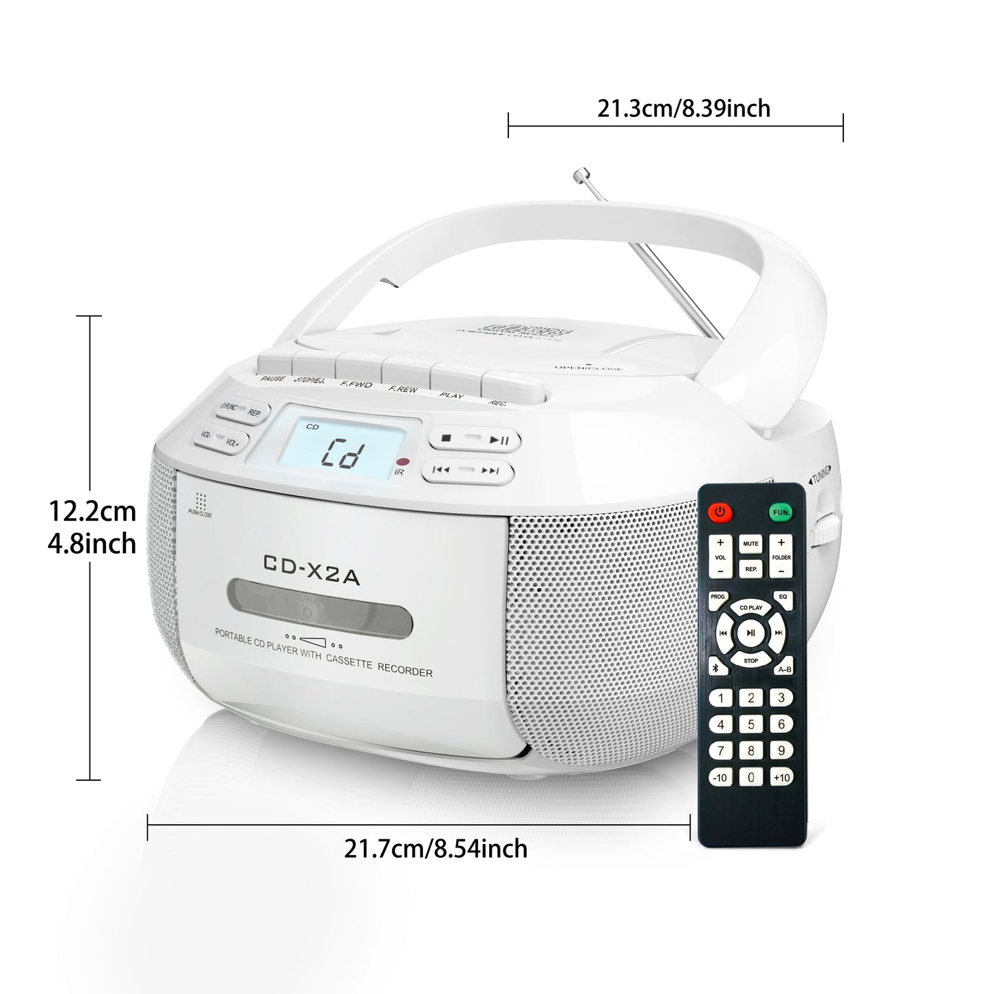 Greadio CD Player Boombox – Cassette Player with AM/FM Radio, Stereo Sound, Remote Control, AUX/USB Drive, Tape Recording, AC/DC Powered, Headphone Jack, LCD Display | Home and Gift