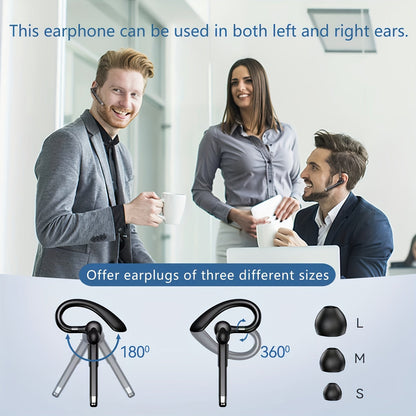 Mosyxe Wireless Business Headset - 120 Hour Standby, Built-in Microphone for iPhone & Android Phones