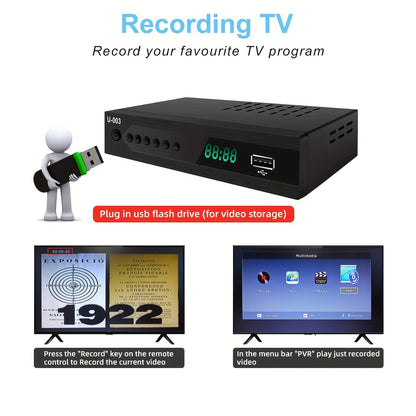 1080P Digital TV Converter Box with PVR Recording, USB Media Player, Built-in Clock and Timer, EPG, QAM Tuner - Effortless HD Entertainment Hub