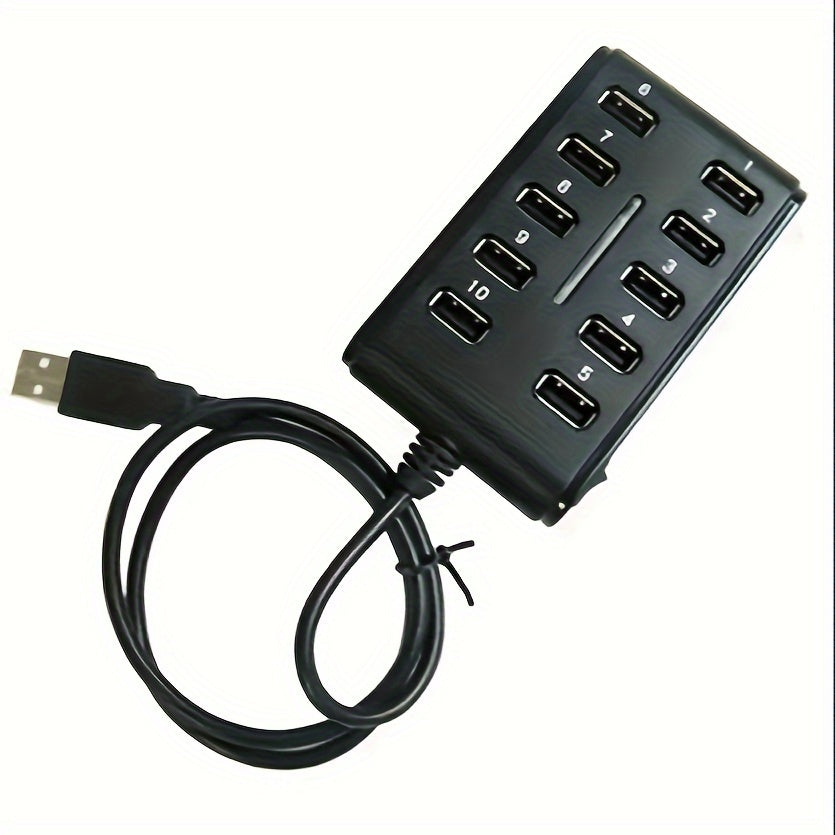 Portable 10-Port USB Hub – General Purpose ABS Plastic Double Row with Switch for Work & Home Use