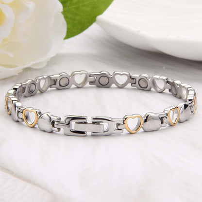 Women's Magnetic Bracelet - Stainless Steel with Ultra-Strong Magnets, Adjustable Silver & Gold Jewelry Gift