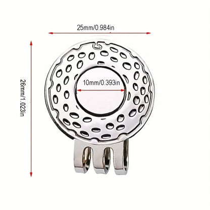 4pcs Magnetic Golf Hat Clips with 25mm Silvery Ball Markers – Easy Retrieval and Convenient Accessory for Golfers