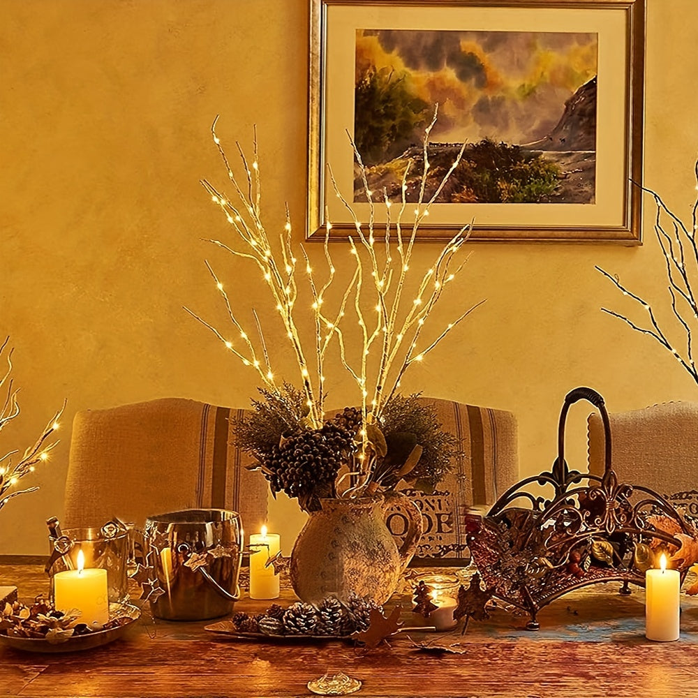 2.62Ft 50LED White Birch Branch Light – Battery-Powered Decorative Light for Christmas, Weddings, Parties, and Home Decoration, Indoor and Outdoor Use
