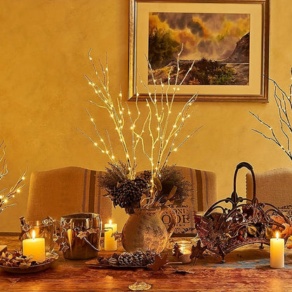 2.62Ft 50LED White Birch Branch Light – Battery-Powered Decorative Light for Christmas, Weddings, Parties, and Home Decoration, Indoor and Outdoor Use