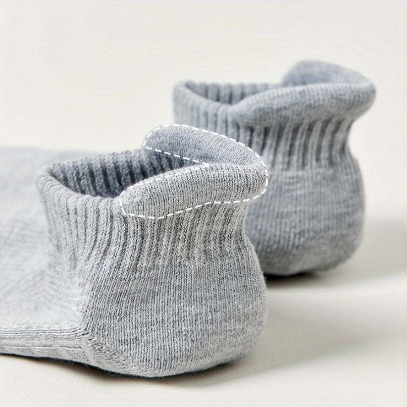 5 Pairs Unisex Casual Ankle Socks: Breathable Sports Socks with Towel Bottom, Sweat-Absorbent and Anti-Odor for Spring and Summer