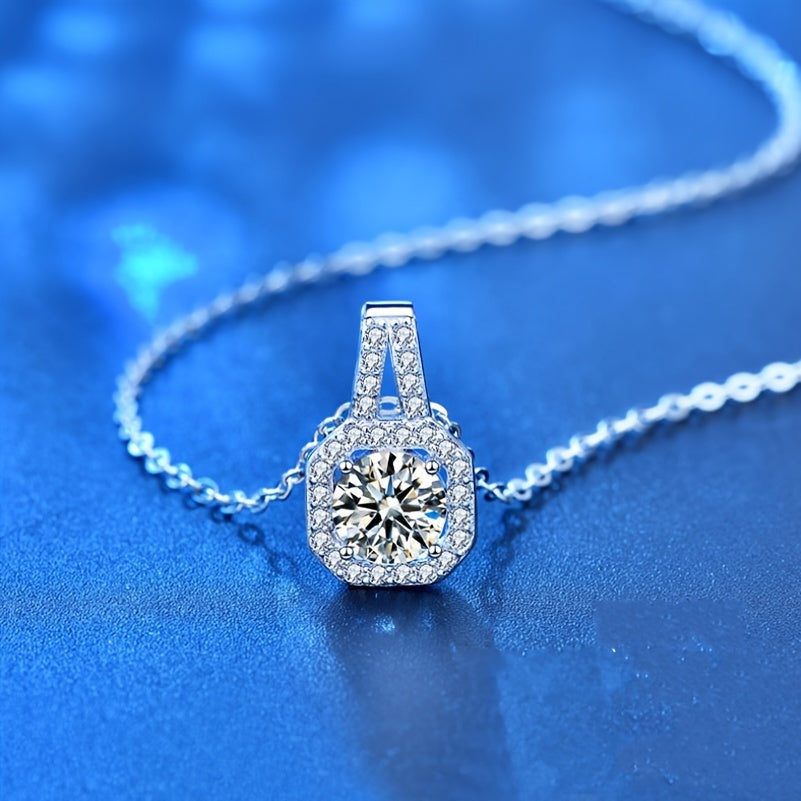 2 Pairs of Stud & Pendant 925 Sterling Silver Moissanite Square Cut Necklace - Elegant Wedding Jewelry, Perfect Birthday & Mother's Day Gifts for Women