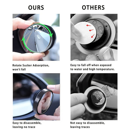 2Pcs Blind Spot Car Mirrors - 2 Inch HD Glass Convex, 360° Wide Angle with Sucker for Cars, SUVs and Trucks