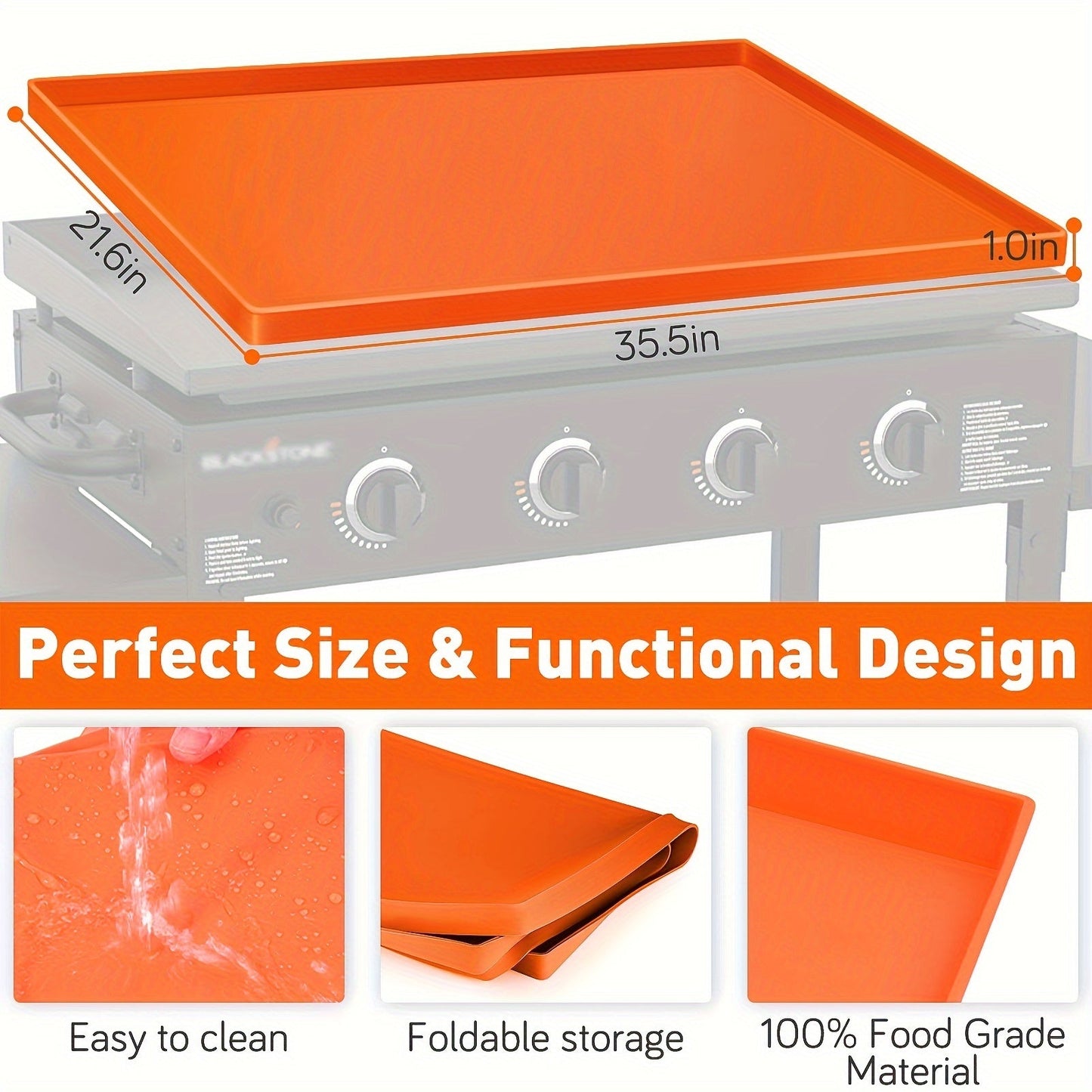 Silicone Griddle Mat for Blackstone - Food Grade, 17/22/28/36 Inches, BBQ Accessory, Grill Utensil Holder Mat, 1/2pcs