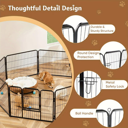 16 Panel Dog Playpen Indoor Fence – Metal Exercise Pen with Door for Dogs and Pets – Ideal for Outdoor, Garden, Yard Use