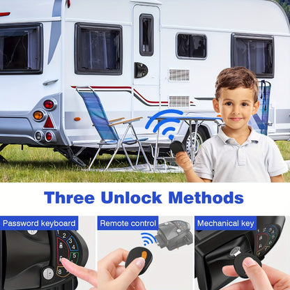 RISTOW 100% Metal RV Door Lock RL003-B – Fits 2.75" x 3.75" Latch, Keyless Entry with 2 Fobs – RV Lock Accessory