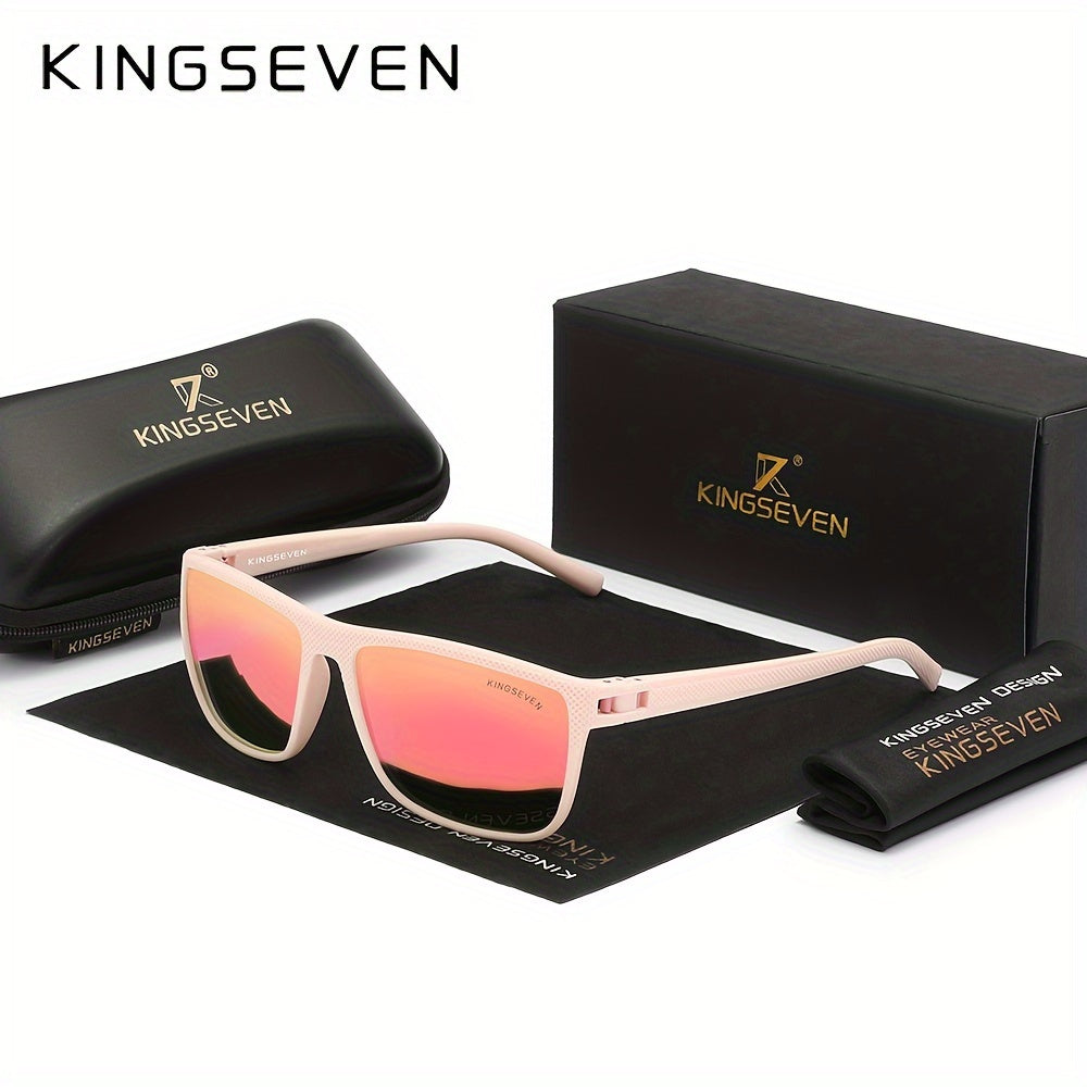 KINGSEVEN Delight Polarized Glasses – Premium TR90 Frame, Square Fashion – Casual and Leisure Eyewear for Men & Women – Ideal for Outdoor Sports, Parties, Travel, Driving, Fishing, and Photo Prop