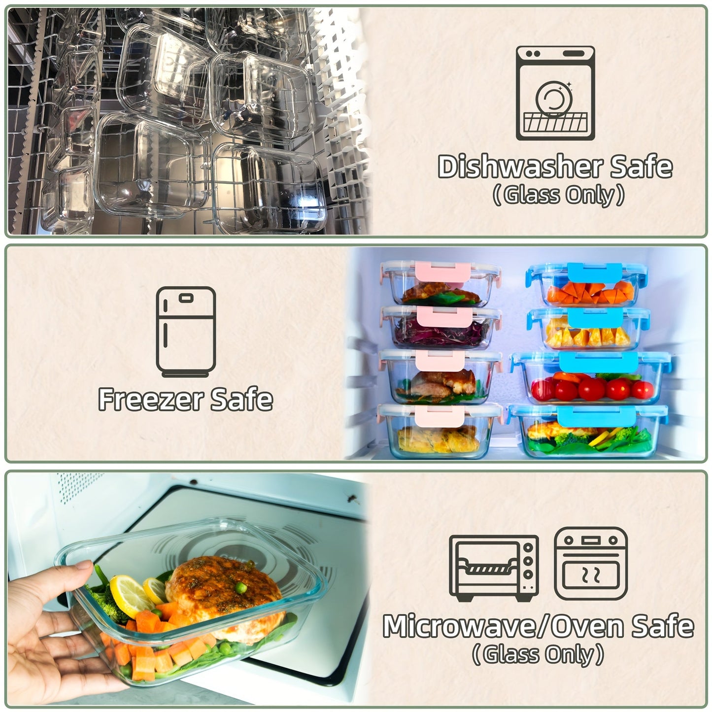 10-Pack Glass Meal Prep Containers Set with Airtight Lids – Durable Food Storage & Glass Lunch Boxes for Home, Kitchen, Office