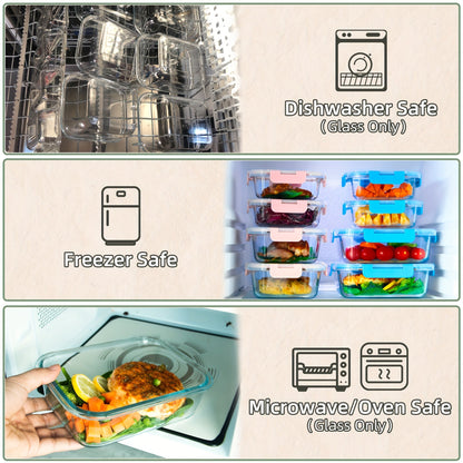 10-Pack Glass Meal Prep Containers Set with Airtight Lids – Durable Food Storage & Glass Lunch Boxes for Home, Kitchen, Office