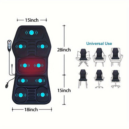 9 Mode Massage Seat Cushion with Adjustable Lumbar Support and Heating – Ergonomic Back Massage Chair for Home and Office, Whole Body Relaxation for Men and Women