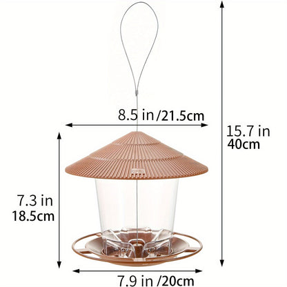 Deluxe Hanging Bird Feeder - Squirrel Proof, Weather Resistant, Easy to Clean and Fill, Attracts Wild Birds, Decorative for Outdoor Garden, Yard, and Patio - Brown
