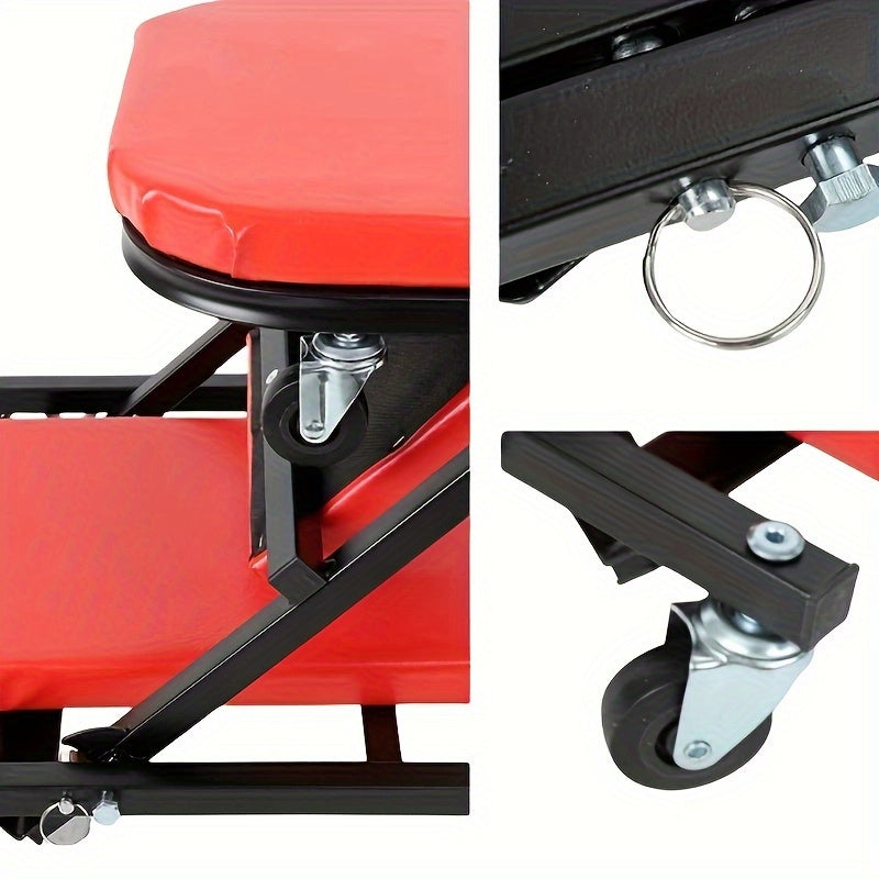 36 Inch 2-in-1 Z Crawling Seat – Adjustable Roll Folding Garage Chair, 300 lb Capacity with 6 Wheels, for Lying or Sitting in the Garage