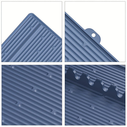 Silicone Grill Mat for Blackstone - 16.5x11.5" Non-Stick, Easy-to-Clean BBQ Accessory with Drip Pad and Spatula Holder