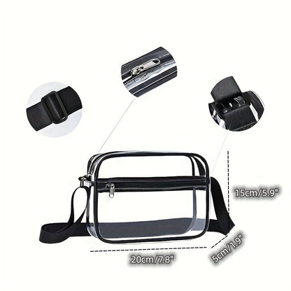 Stadium-Approved Clear Crossbody Bag – PVC Concert and Sporting Event Bag for Men and Women – Reusable, Water-Resistant, Easy-to-Clean with Adjustable Strap for Hands-Free Convenience