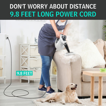 1050W Handheld Steam Cleaner – 12 Accessories for Multi-Surface Cleaning, Home and Car, Safety Lock, Fast Heat-Up, 11.83oz Tank, Chemical-Free and Portable
