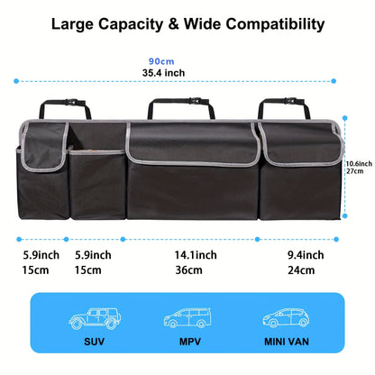 Universal Car Seat Back Storage Bag – Large Capacity Multi-Pocket Organizer, Durable 600D Oxford Cloth