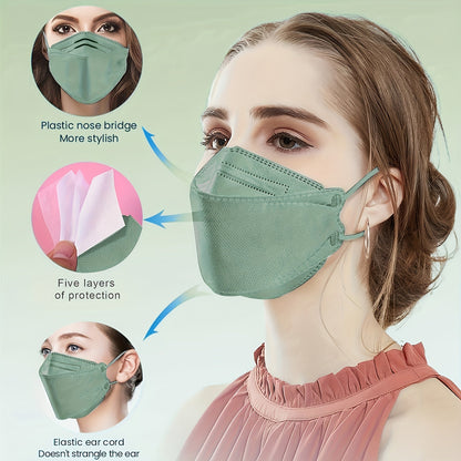 100-Pack KN95 Disposable Face Masks - 5-Layer Breathable and Comfortable Respirators for Adults and Men - Adjustable Fit