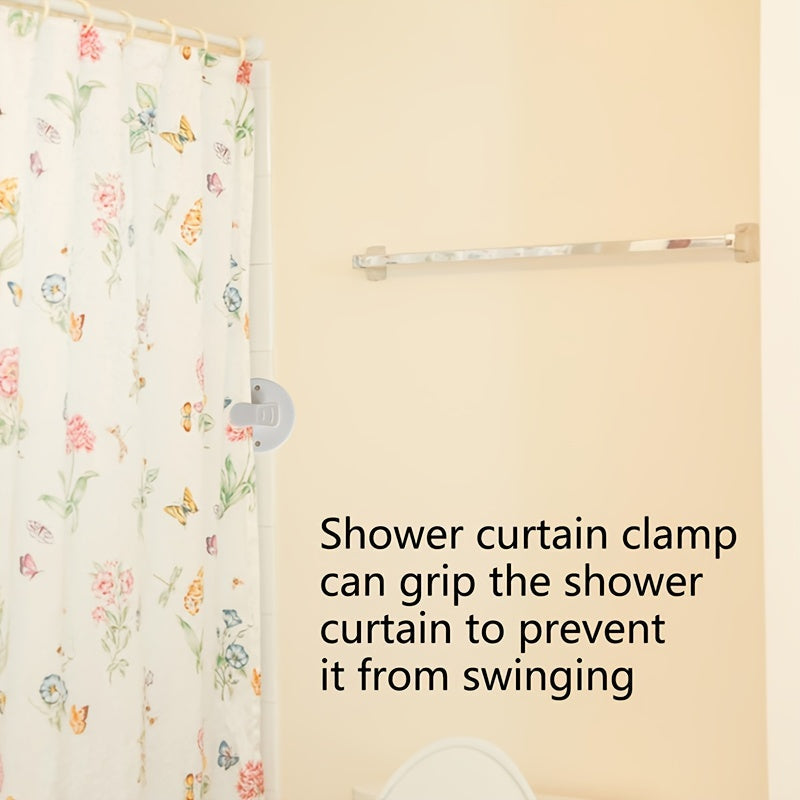 6 Piece Shower Curtain Clips – Windproof Splash Guard, Adhesive Bathroom Curtain Weight Clips for Home