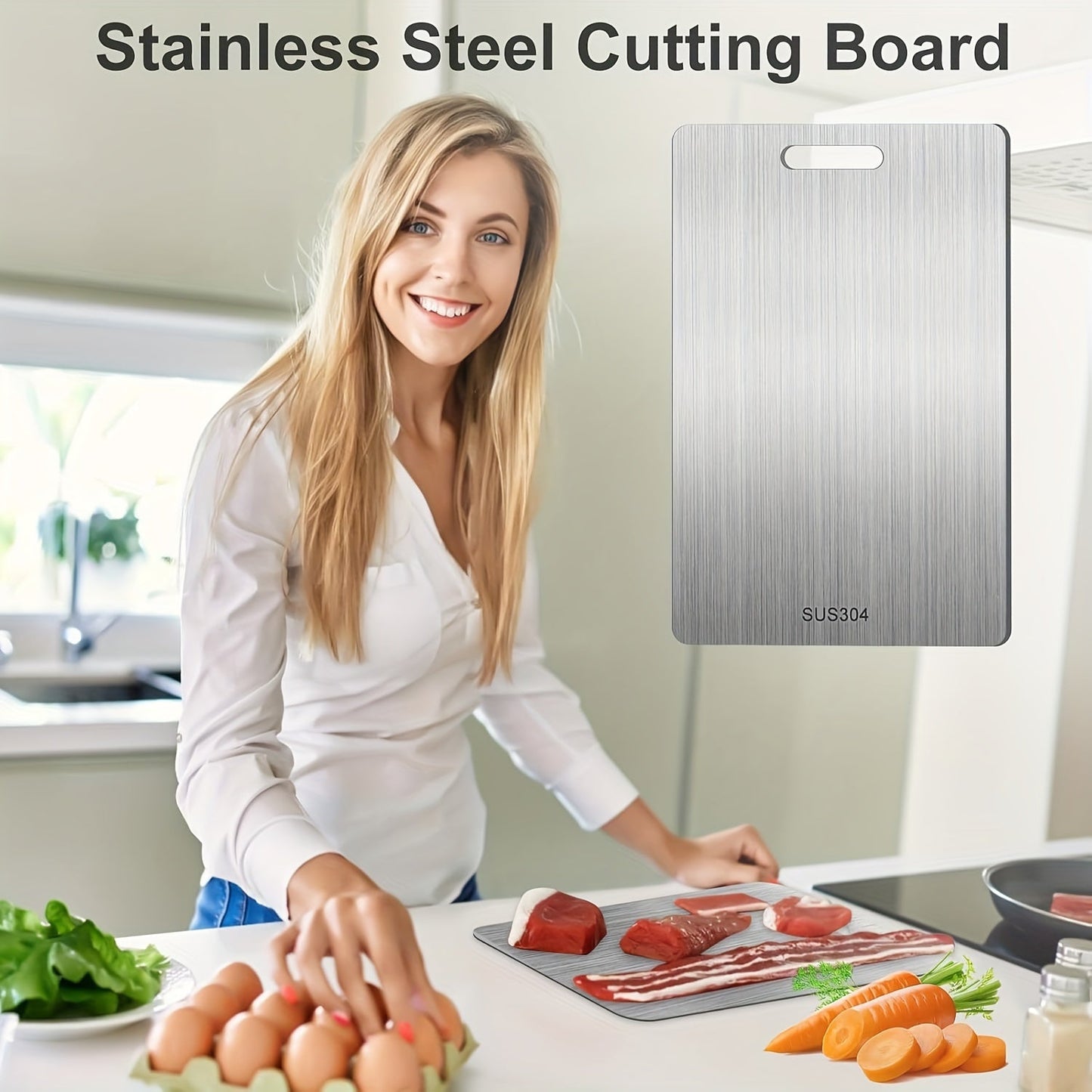 Premium Stainless Steel Cutting Board - Double-Sided, Food-Grade, Preserves Flavors and Easy to Clean