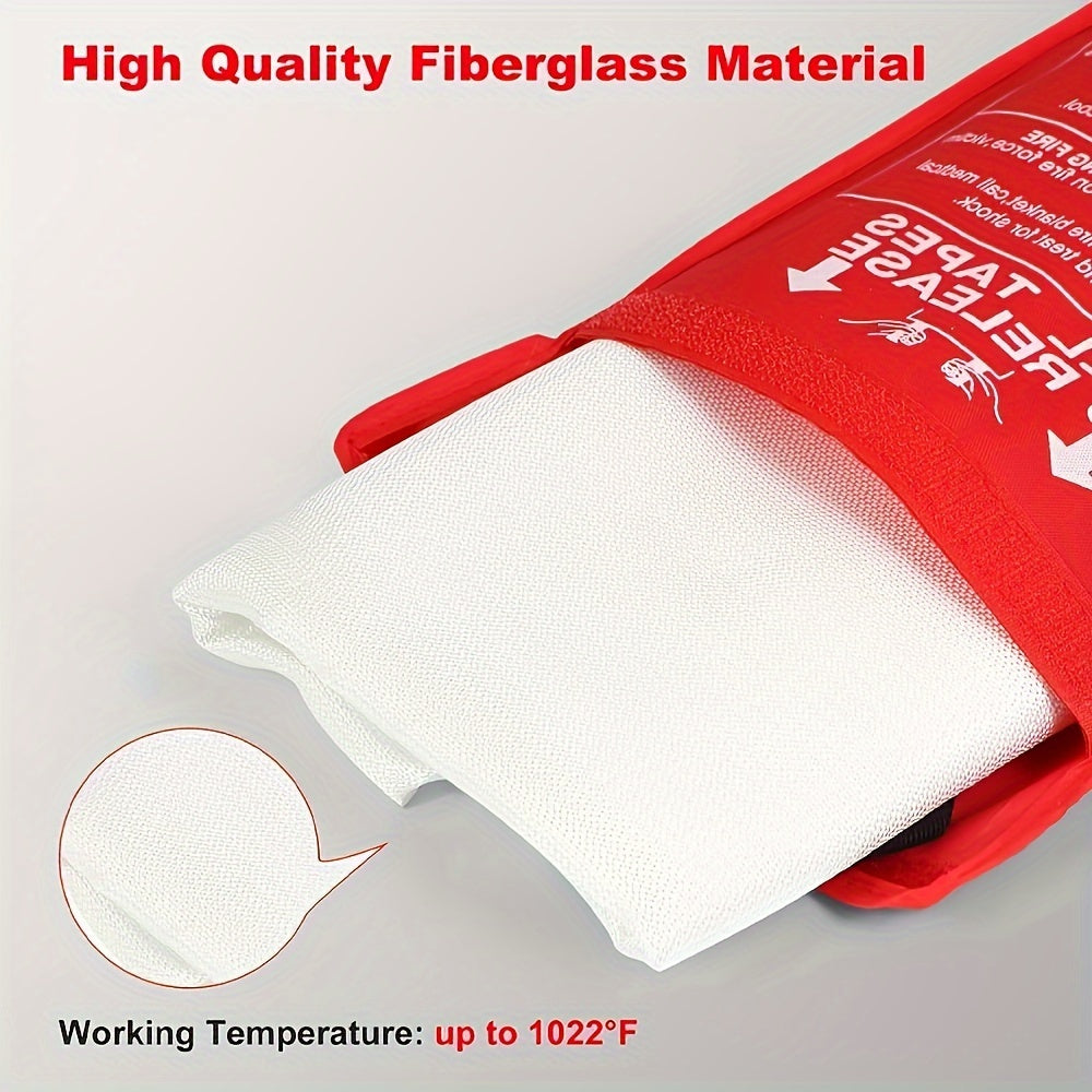 4 Piece Premium Fiberglass Fire Blankets - Heat-Resistant, Compact and Reusable for Kitchen, Home, School, Office, Camping, and Car Emergencies