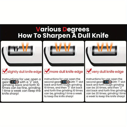 Electric Knife Sharpener – Multifunctional Household Knife Sharpening Tool, Fully Automatic USB Charging with 2 Speed Adjustment for Kitchen Use