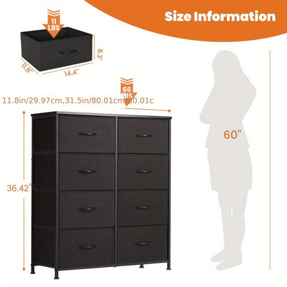 8 Drawer Steel Frame Dresser – Sturdy, Ample Storage with Fabric Drawers – Ideal for Bedroom, Living Room, Office, Hotel – Durable, Easy Assembly