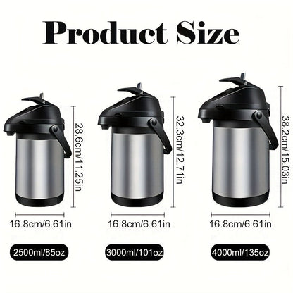 PANCERKA 2.5L Insulated Coffee Pot - Stainless Steel Thermal Beverage Dispenser with Lever Action - Hot & Cold Water, 85oz Large Capacity