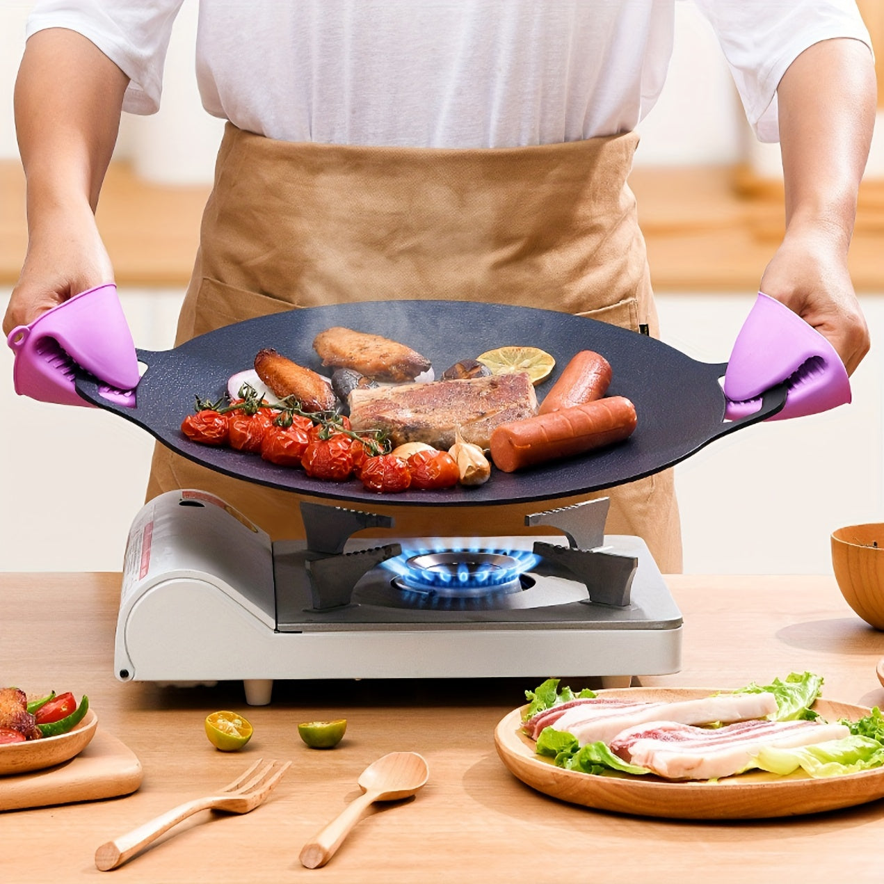 Non-Stick Cast Iron BBQ Grill Pan – Versatile and Durable Cookware for Meat, Chicken, Indoor/Outdoor Grilling