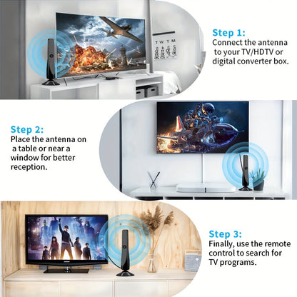 2024 New Indoor Digital TV Antenna - 360° Omnidirectional, 4K Full HD Support, Includes 10ft Coax Cable