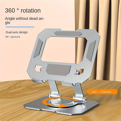 All-Metal Multi-Functional Tablet Stand - Rotating Desktop Support for iPad, Lifting and Folding Phone Holder with Universal Compatibility