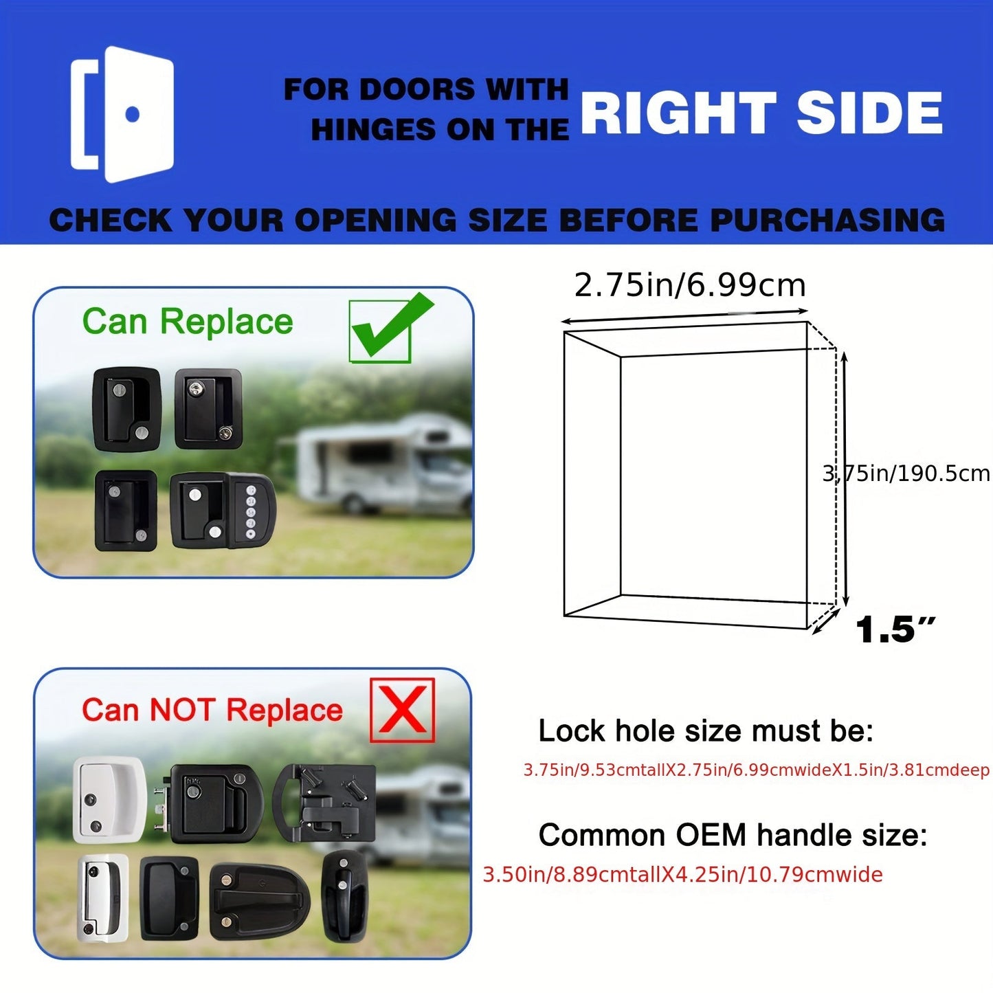 RISTOW 100% Metal RV Door Lock RL003-B – Fits 2.75" x 3.75" Latch, Keyless Entry with 2 Fobs – RV Lock Accessory