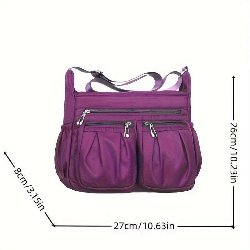 Women's Casual Ruched Crossbody Bag - Large Capacity Nylon Shoulder Bag